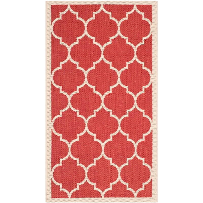 SAFAVIEH Courtyard Sibel Indoor /Outdoor Waterproof Patio Backyard Rug - 2' x 3'7" - Red/Bone