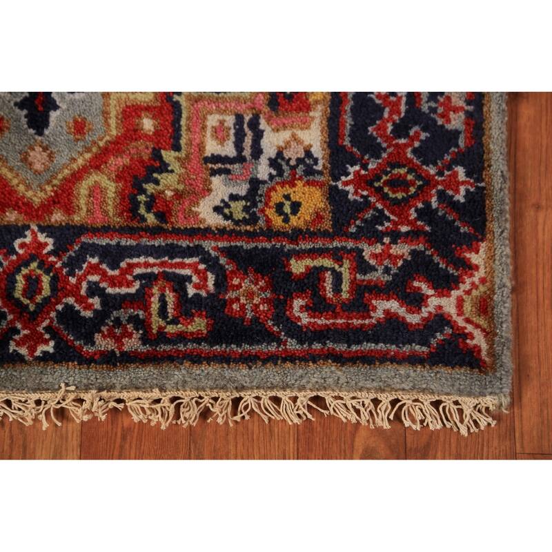 Geometric Heriz Serapi Runner Rug Hallway Hand-Knotted Wool Carpet - 2'6"x 7'10"