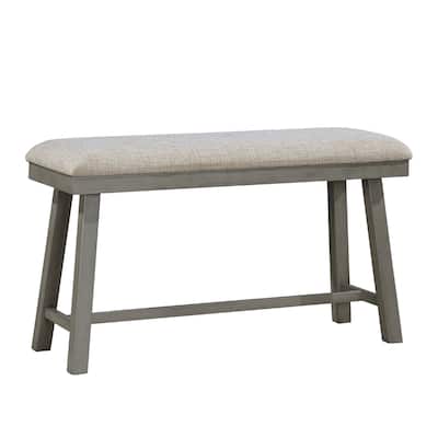 Light Gray Finish Counter Height Bench Foam Cushioned Seat Industrial Design Kitchen Dining Furniture 1pc
