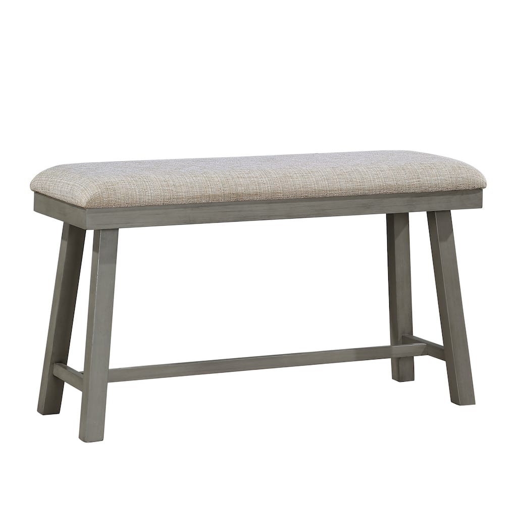 Light Gray Finish Counter Height Bench Foam Cushioned Seat Industrial Design Kitchen Dining Furniture 1pc