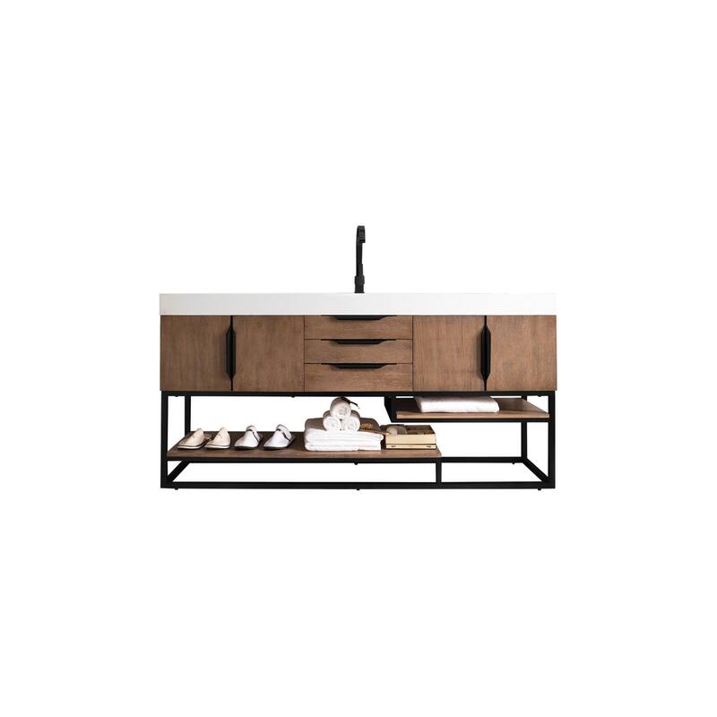 James Martin Vanities 983-V72S-MB-GW Columbia 72" Free Standing Single - Latte Oak - Oak Finish