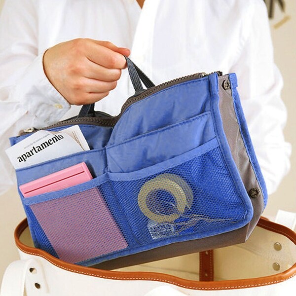 Travel Portable Cosmetic Makeup Storage Handbag Tote Insert Purse