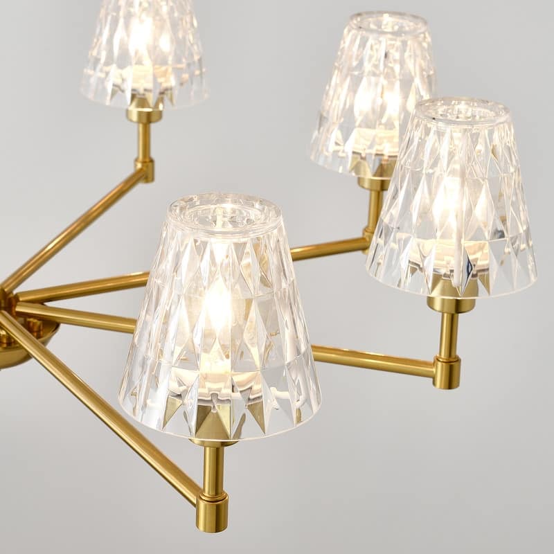 Adjustable Brass Chandelier Modern Mid-Century Pendant Light with Glass Shades for Dining Room Kitchen Island