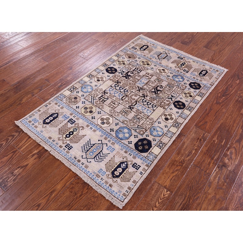 Golden Nile Turkmen Ersari Hand Knotted Wool Rug - 3' 2" X 4' 11"