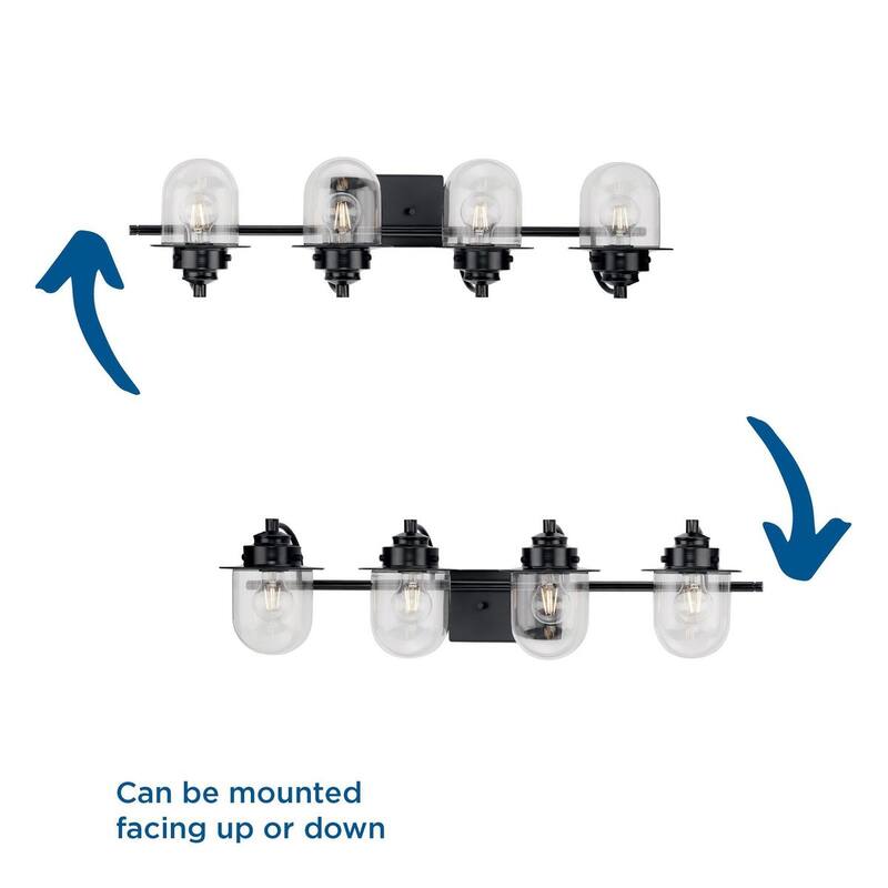 Northlake Collection Four-Light Matte Black Clear Glass Transitional Bath Light - 32.5 in x 7.5 in x 8 in