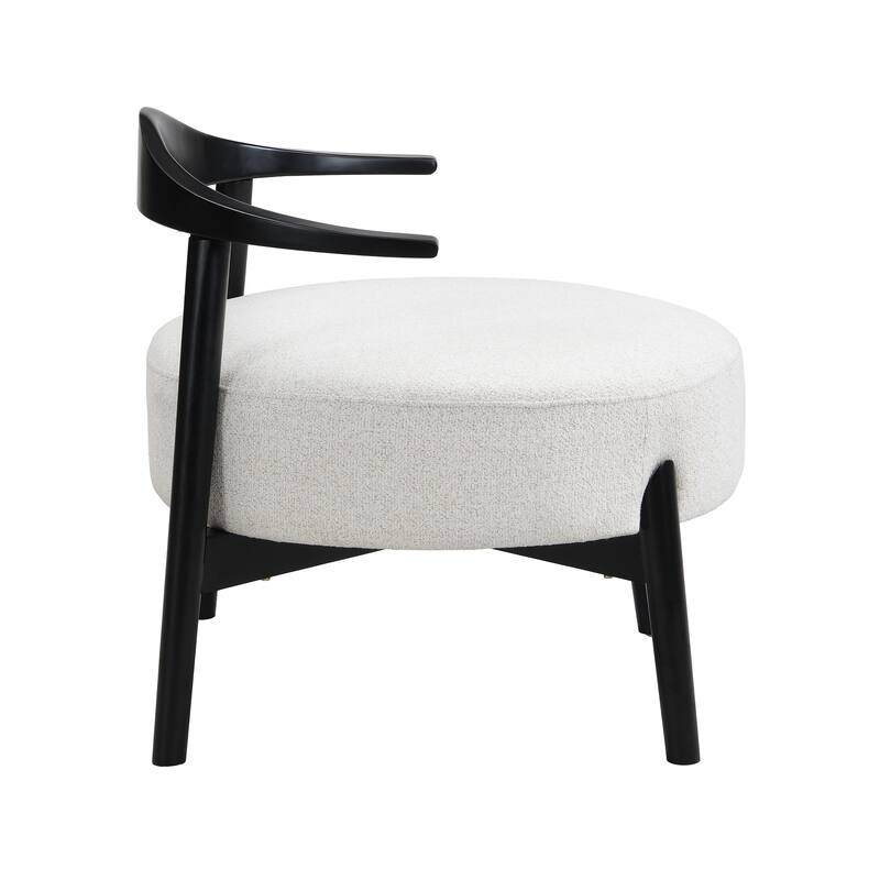 Roomfitters Upholstered Accent Chair, Modern Reading Armchair for Living Room and Bedroom, Beige+Black