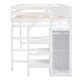 preview thumbnail 11 of 32, Full Size Loft Bed with Built-in Storage Wardrobe and Staircase,White/Gray
