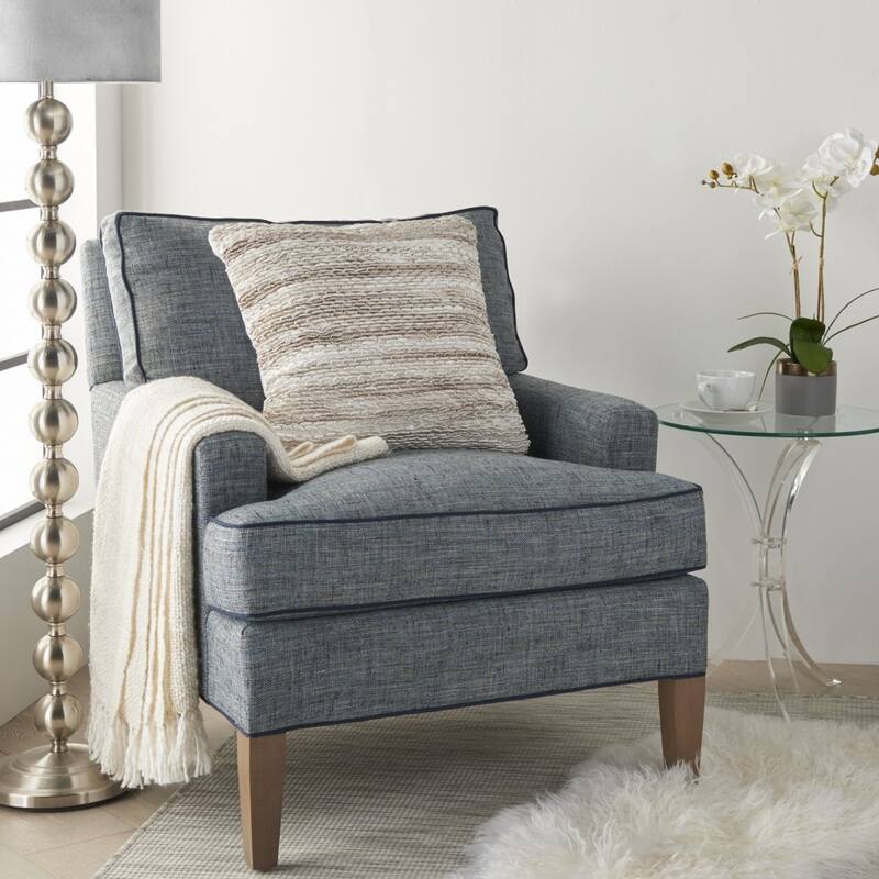 Petite Taupe and Striped Throw Pillow
