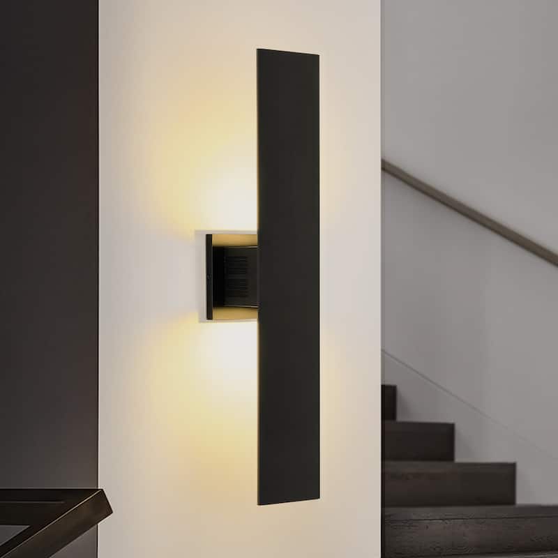 23.6 in. Modern Black Outdoor Wall Lights Dimmable Linear Integrated LED Wall Sconce - 4.7 in. W x 23.6 in. H x 2.3 in. D