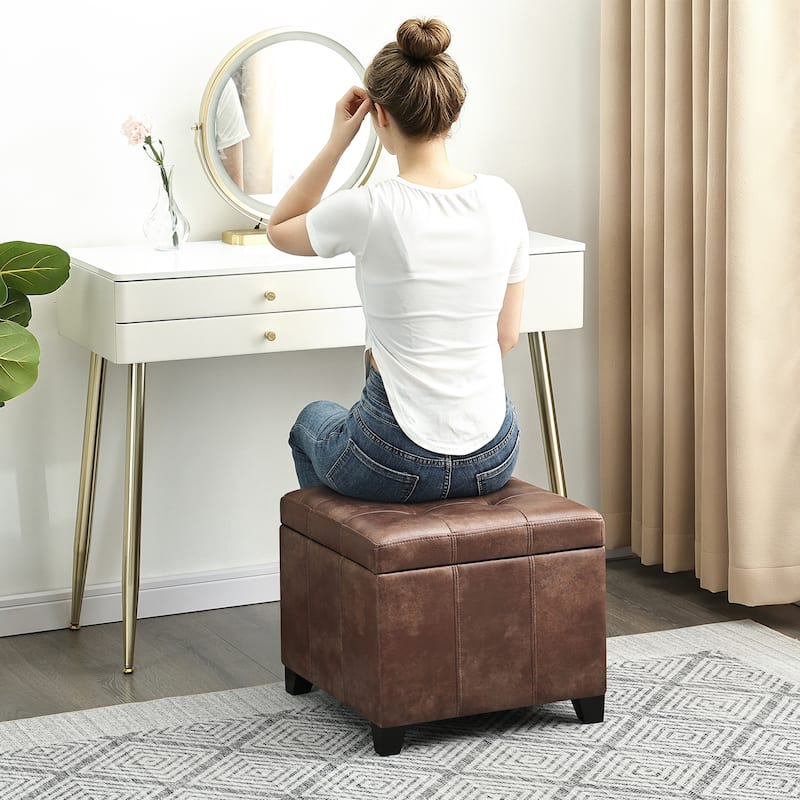 Adeco Versatile Faux Leather Storage Ottoman