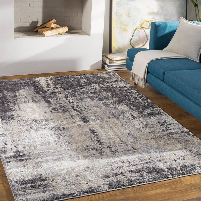 Livabliss Industrial Tuscany Abstract Area Rug - 4'3" x 5'7" - Tan/Grey