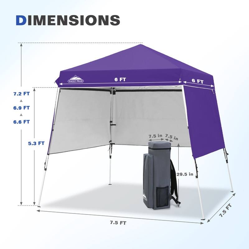EAGLE PEAK Day Tripper 8x8 Aluminum Super-Lightweight Slant Leg Pop Up Canopy with 3 Removable Walls, Blue