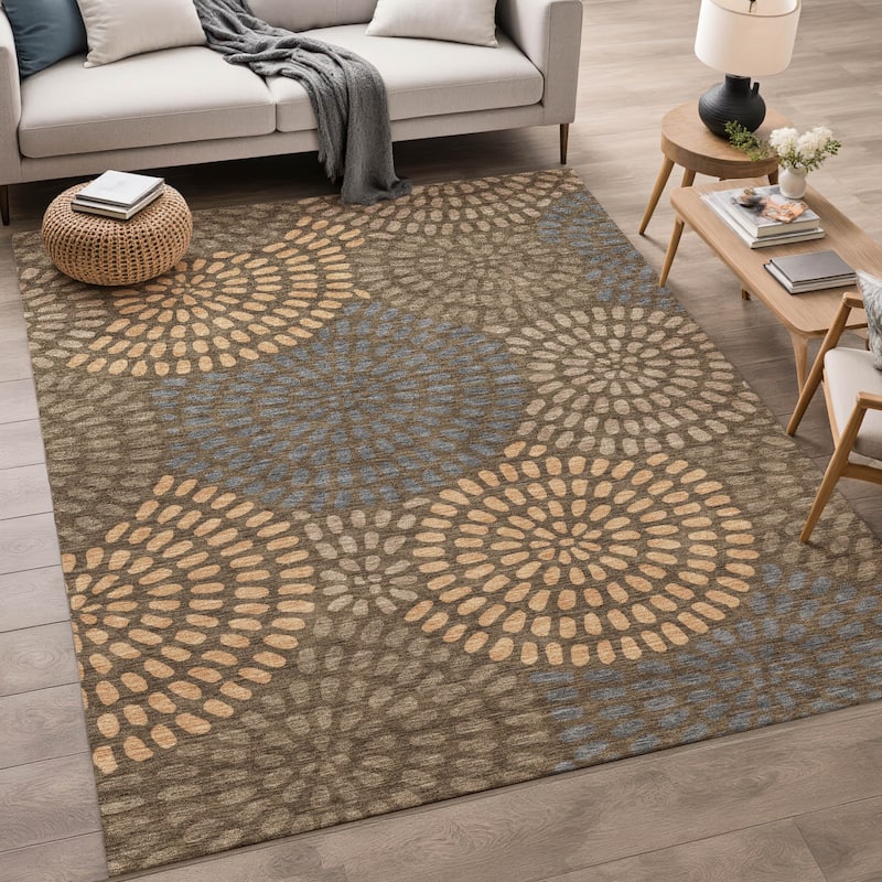 Machine Washable Indoor/ Outdoor Casual Ric Chantille Rug