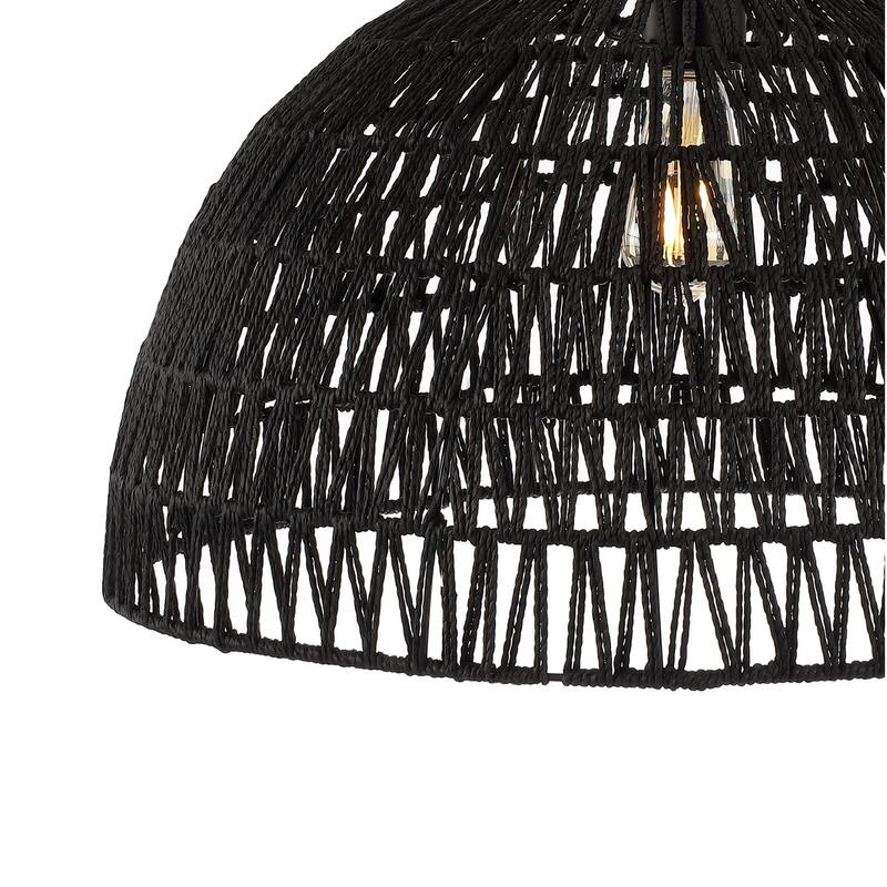 Jigu 1-Light Woven Rattan/Iron LED Pendant, by JONATHAN Y