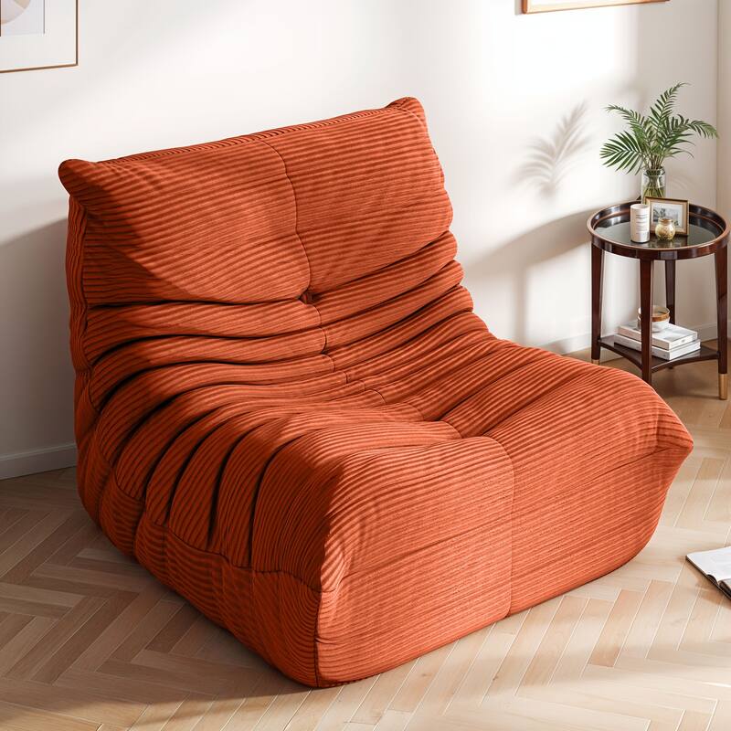 Moasis Cordury Fireside Bean Bag Chairs with Memory Foam for Adults - Brown