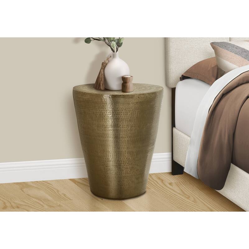 Accent Table, Drum, Side, End, Nightstand, Lamp, Living Room, Bedroom, Metal, Contemporary, Modern - Gold
