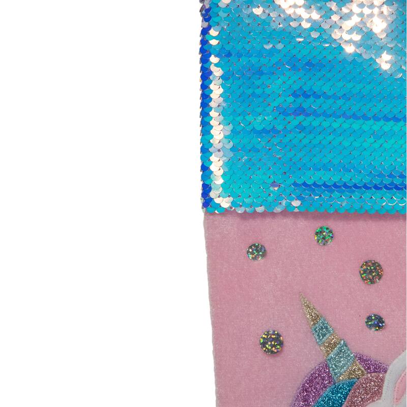 20.5" Pink Velvet Unicorn With Sequins Christmas Stocking