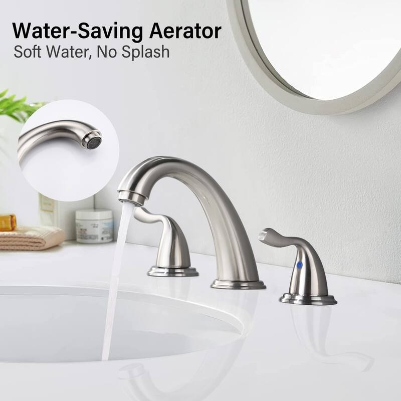 Modern 2 Handle Bathroom Sink Faucet with Aerator, Corrosion and Rust Resistant, Anti Fingerprint, 3 Holes