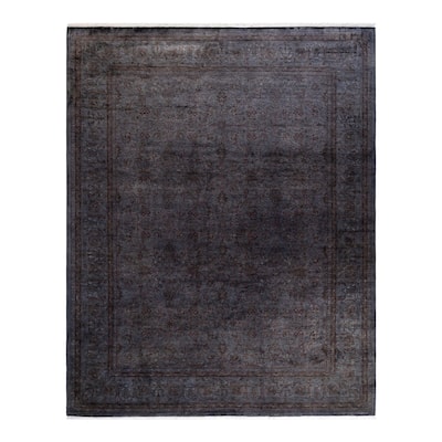 Overton Hand Knotted Wool Vintage Inspired Modern Contemporary Overdyed Gray Area Rug - 8' 1" x 10' 1"