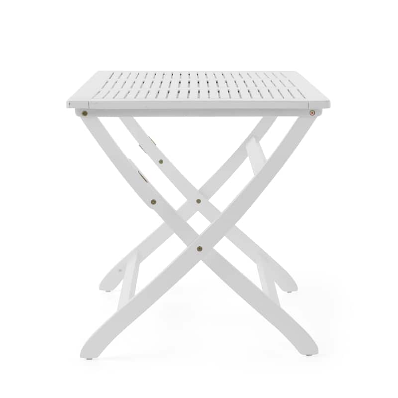 Roomfitters 43.5" Foldable Outdoor Dining Table, Rectangular Patio Table with Slatted Top for Garden or Deck