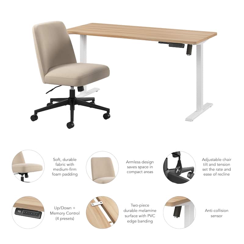 Bush Furniture Energize Height Adjustable Standing Desk and Chair Set