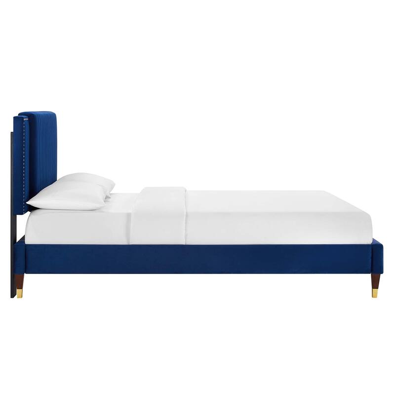 Zahra Channel Tufted Performance Velvet Queen Platform Bed