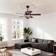 preview thumbnail 3 of 15, Warehouse of Tiffany Zaina 5-Blade Lighted Ceiling Fan 2-Tier Tiffany Style Glass