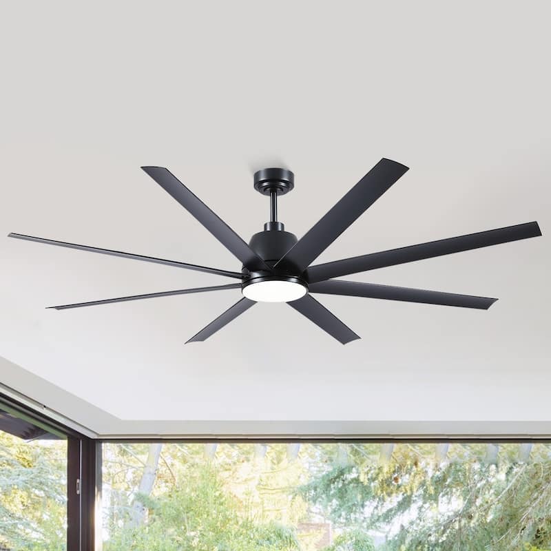 72 Inch Large Ceiling Fan with Light and Remote for Large Living Room Warehouse Outdoor Patio Farmhouse - 72 Inches - Black