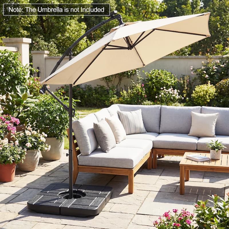 Gymax 4-Piece 188 LBS Heavy Duty Cantilever Offset Patio Umbrella Base