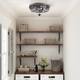 Modern Farmhouse 3-Light Glass Metal Flush Mount Industrial Island Lighting for Hallway - D13.5"xH6.5"