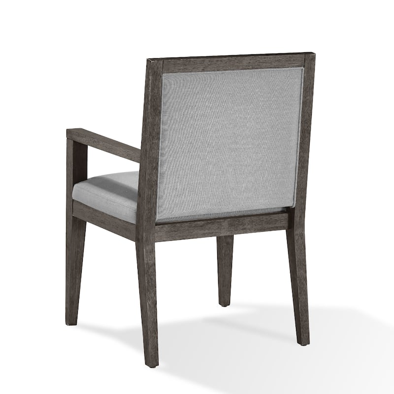 Mod 23 Inch Dining Armchair, Rubberwood, Fabric, Set of 2, Ash Gray