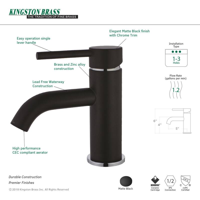 Kingston Brass Concord Single-Handle Bathroom Faucet with Push Pop-Up