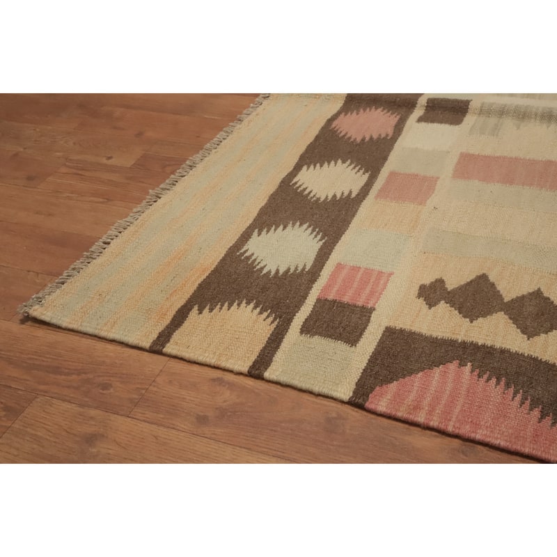 Hand Woven Oriental 100% Wool Carpet Southwestern Tribal Multi-Colored Kilim Area Rug - 6' 5'' X 3' 10''