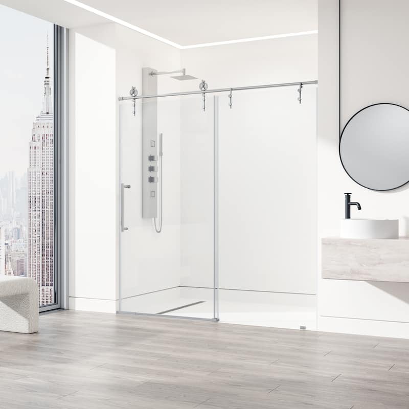 VIGO Hamilton 56" to 60" W x 78" H Frameless Sliding Shower Door