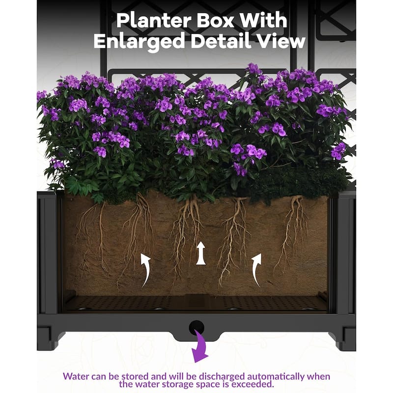 Raised Planter Box with Trellis, Balcony Privacy Screening