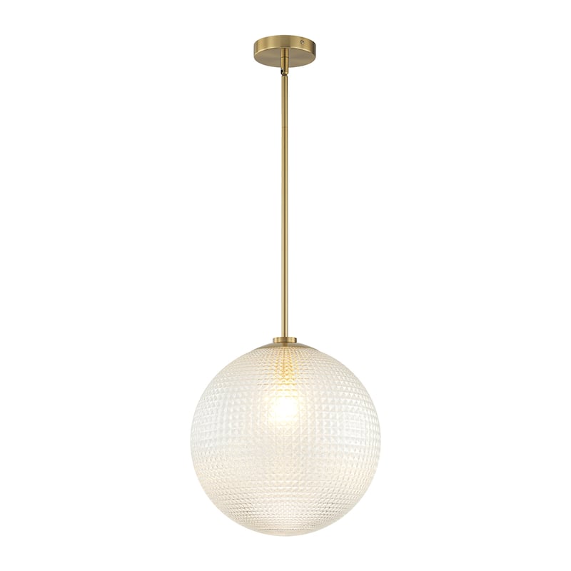 1-Light Modern Black/Gold Grid Textured Glass Pendant Kitchen Island Lights