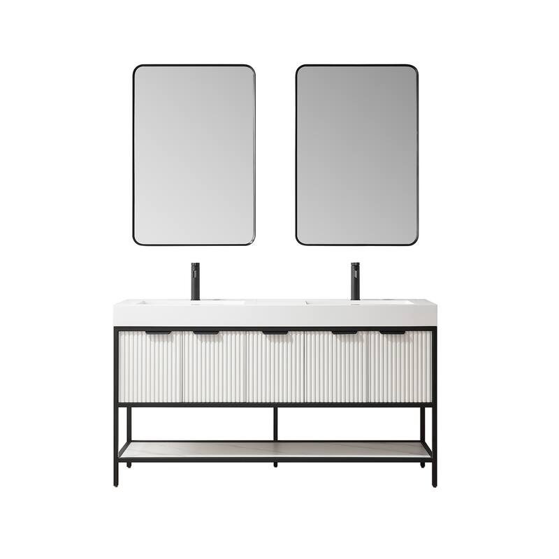 Marcilla 60 in. Double Sink Bath Vanity with Stone Sink Top
