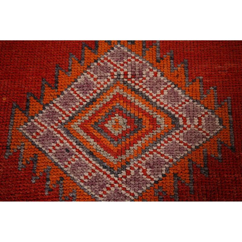 Oushak Turkish Vintage Runner Rug Hand-Knotted Tribal Wool Carpet - 3'4"x 11'10"