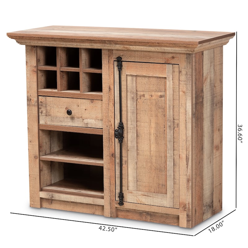 Albert Farmhouse Rustic Oak Brown Finished 1-Door Sideboard Buffet