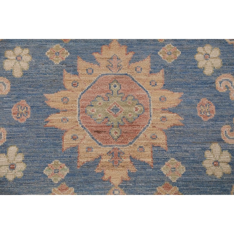 Hand Knotted Oriental 100% Wool Carpet Transitional All-Over Navy Blue & Blues Oushak Area Rug - 13' 11'' X 10' 0''