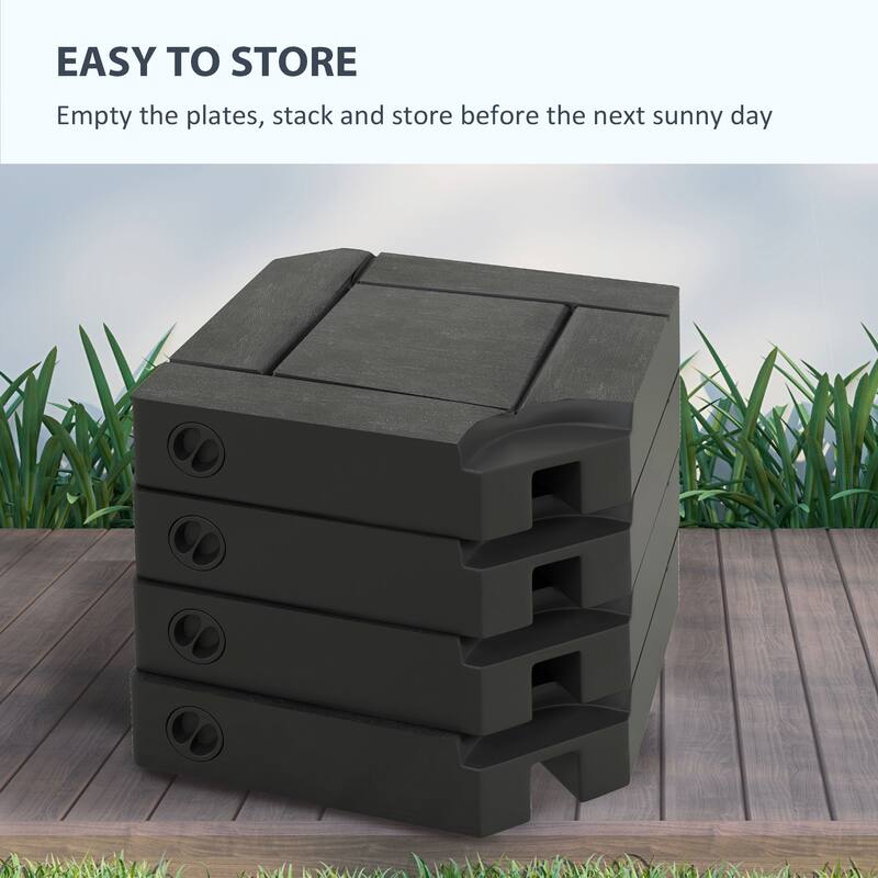 Outsunny 4 Piece Patio Cantilever Umbrella Base Weight Set, Fillable Outdoor Offset Umbrella Weights for Umbrella Stand