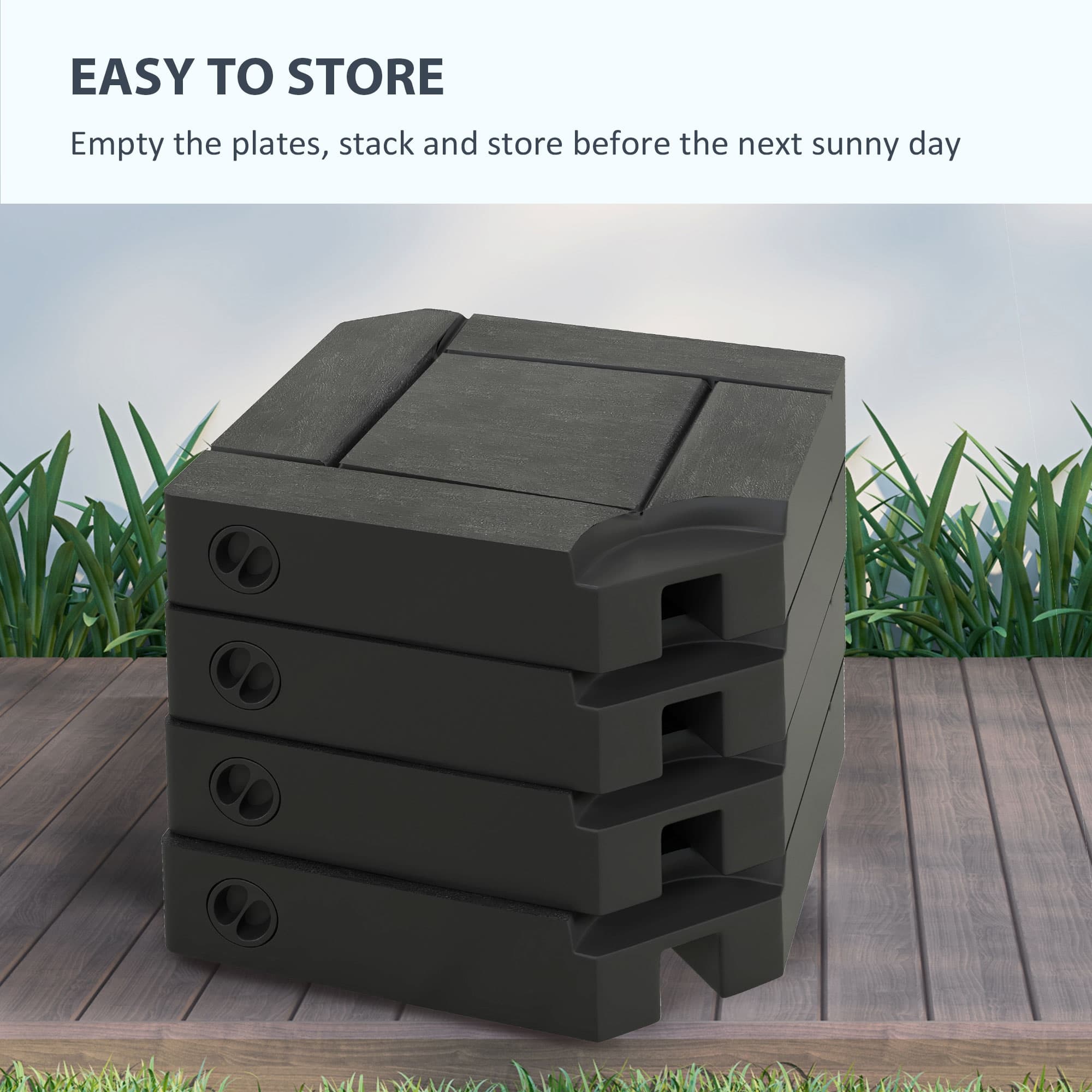 Outsunny 4 Piece Patio Cantilever Umbrella Base Weight Set, Fillable