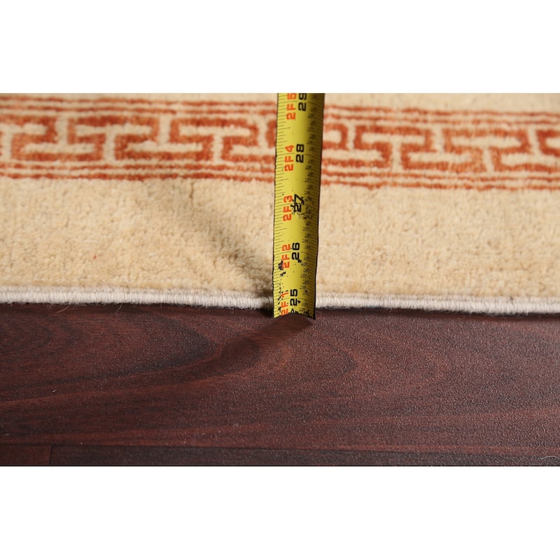 Neutral Gabbeh Kashkoli Oriental Runner Rug Wool Hand-knotted Carpet - 2'7" x 9'3"