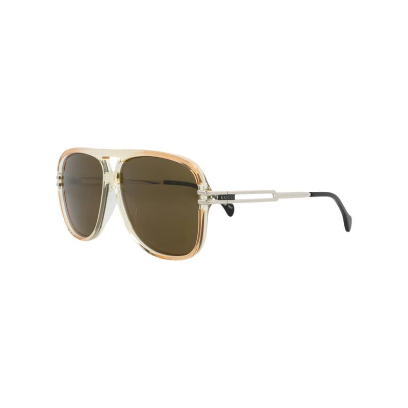 Gucci Aviator-Frame Acetate Sunglasses - Orange Silver Brown - NS