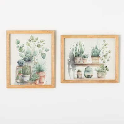 Sullivans 24" & 20" Plant Shadow Box Wall Art Set of 2, Multicolor