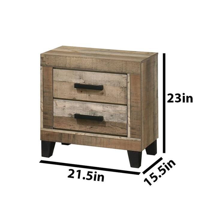 Best Quality Furniture Weathered Brown Pine Nightstand