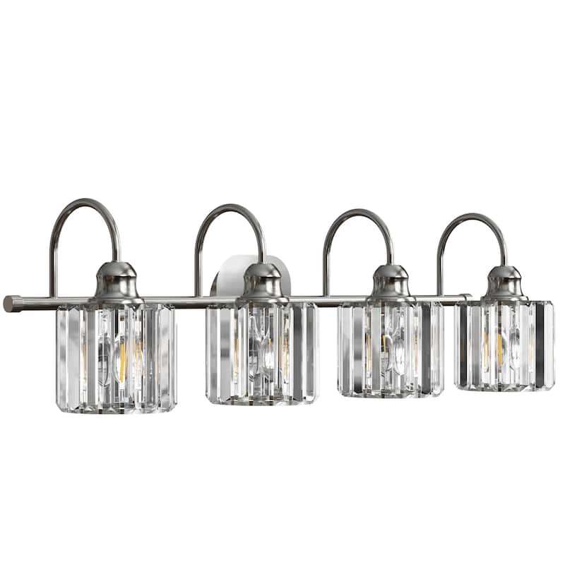 ExBrite Modern Rose Gold Dimmable Bathroom Crystal Vanity Lights - Silver - 4-Lights