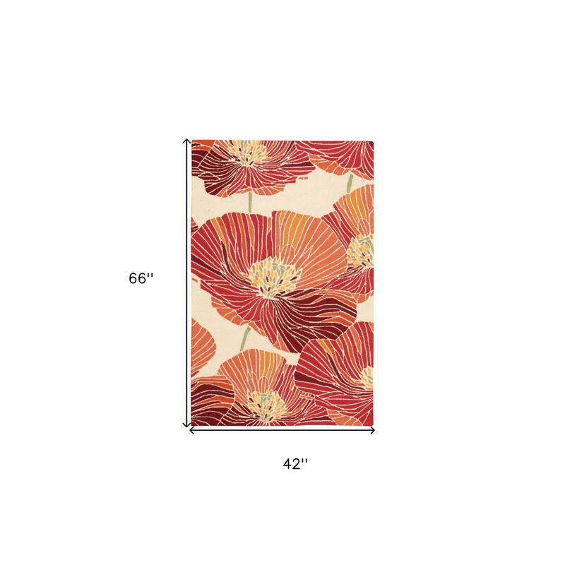 Gavuk Floral Stain Resistant Area Rug By HomeRoots - 66' X '42' X '0.5
