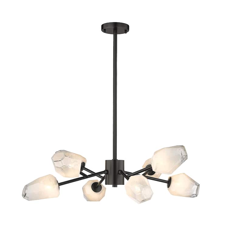 8-Light Black Iron Chandelier With Glass Shades
