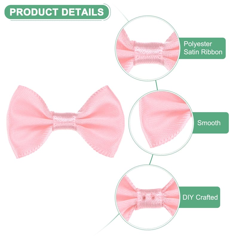 120-Pack Mini Craft Ribbon Bow 1.5x1 Inch for Craft DIY - Nude Pink
